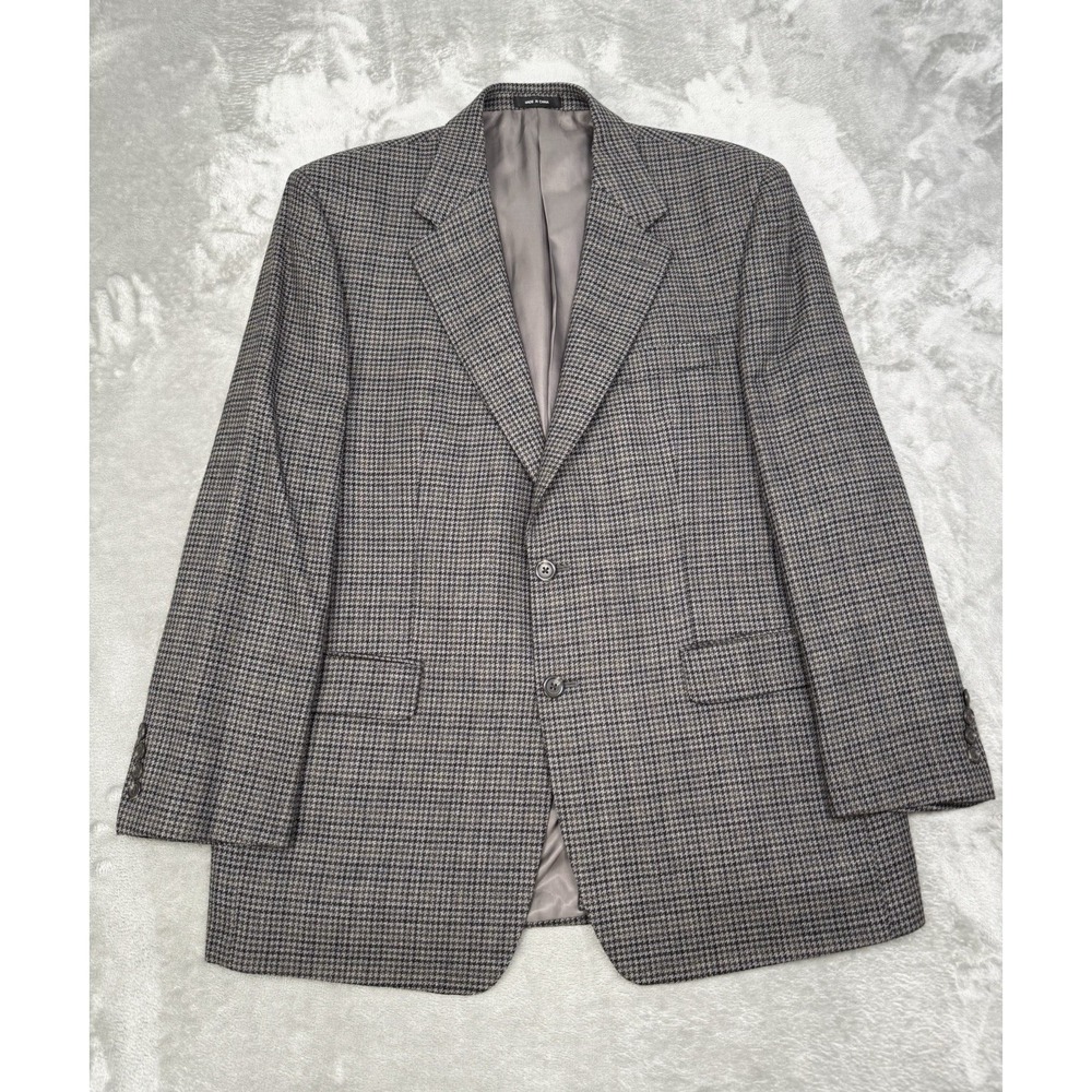 Vintage Ralph Lauren Wool‎ Blazer Jacket Mens 43R Houndstooth Plaid Sport Coat